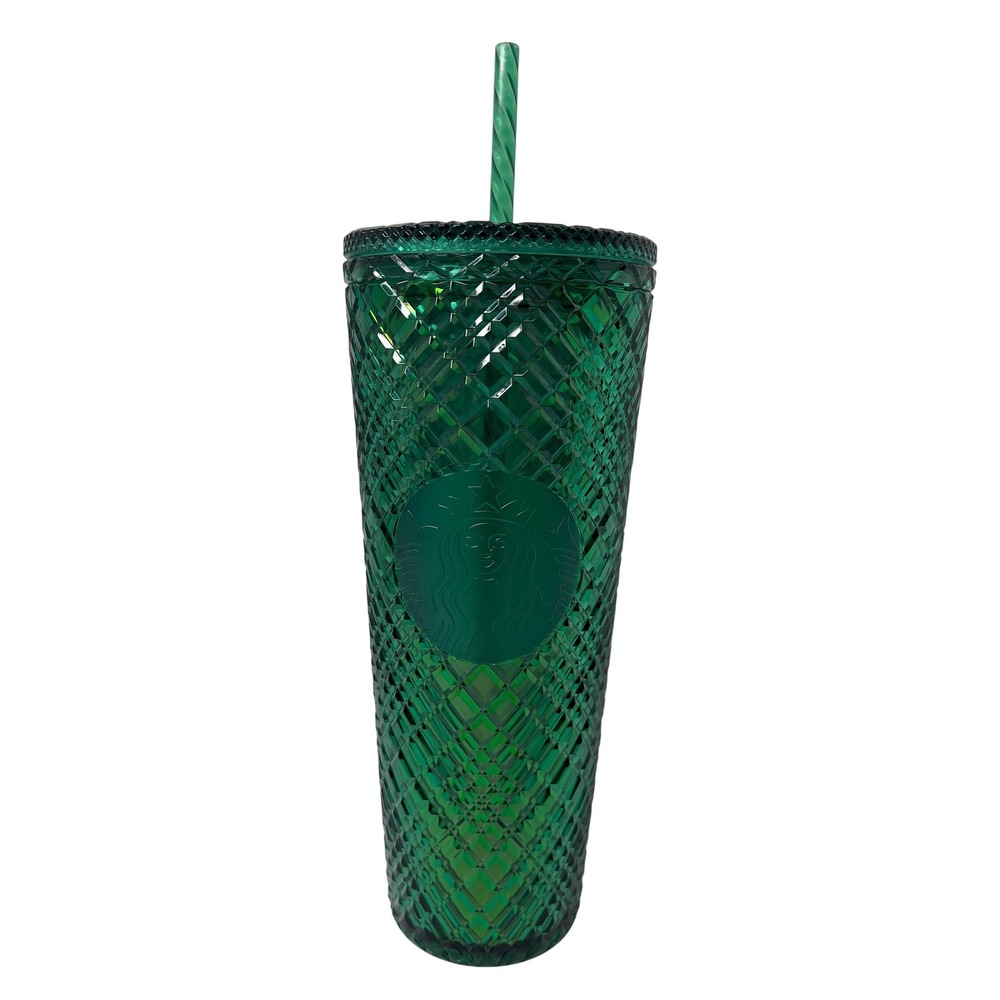 Starbucks Emerald Green‎ Jewel Geometric Venti 24oz Cold Cup Tumbler with Straw